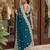 Blue color net fabric wedding wear heavy embroidery work with pearls diamonds work saree