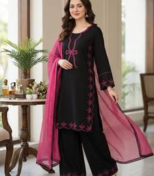 black rayon embroidered kurta sets