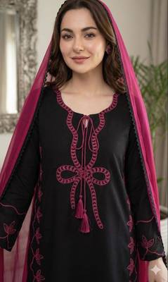black rayon embroidered kurta sets 4