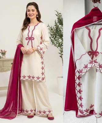 white rayon embroidered kurta sets 2