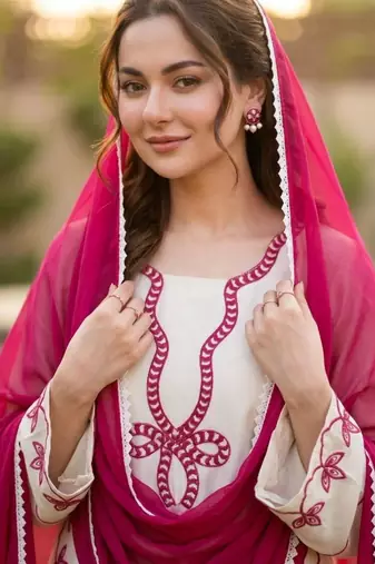 white rayon embroidered kurta sets