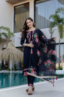 black chinon  kurta sets 1