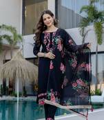 black chinon  kurta sets
