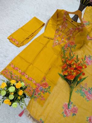 yellow chinon  kurta sets 2