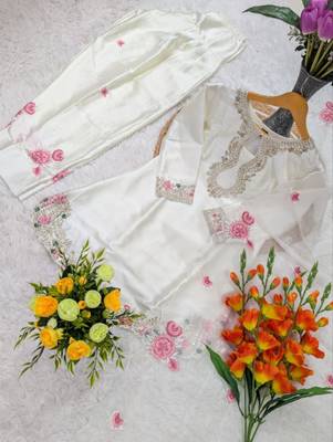off white satin embroidered kurta sets 3