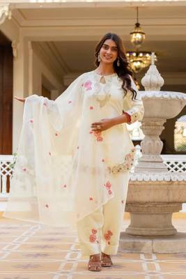 off white satin embroidered kurta sets 1