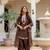 dark brown satin embroidered kurta sets