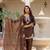 dark brown satin embroidered kurta sets