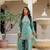 teal green satin embroidered kurta sets