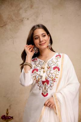 white chanderi embroidered kurta sets 4