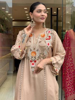 peach chanderi silk embroidered kurta sets 2