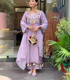 lavender chanderi silk embroidered kurta sets
