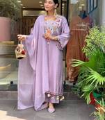 lavender chanderi silk embroidered kurta sets