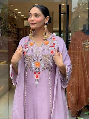 lavender chanderi silk embroidered kurta sets 4