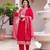 red chanderi embroidered kurta sets