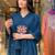teal blue viscose rayon embroidered kurta sets