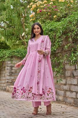 pink chanderi silk embroidered kurta sets 4