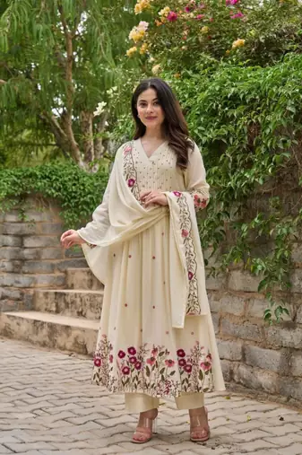 white chanderi silk embroidered kurta sets