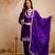 purple silk blend embroidered kurta sets
