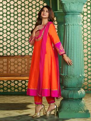 multicolor cotton silk embroidered kurta sets 2
