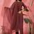 wine silk blend embroidered kurta sets