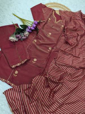 wine silk blend embroidered kurta sets 5