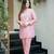pink silk blend embroidered kurta sets