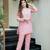 pink silk blend embroidered kurta sets