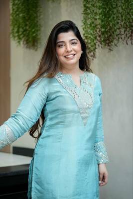 sky blue silk blend embroidered kurta sets 4