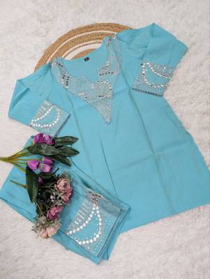 sky blue silk blend embroidered kurta sets 5