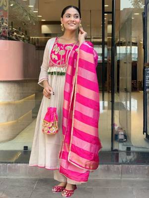 beige silk blend embroidered kurta sets 4