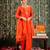 orange chanderi embroidered kurta sets