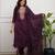 wine silk blend embroidered kurta sets