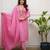 pink silk blend embroidered kurta sets