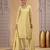 Yellow satin silk kurta set with farsi pant style & dupatta
