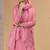 Pink satin silk kurta set with farsi pant style & dupatta