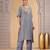 Grey orgenza shimmer a - line kurta set with loose pant style
