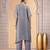 Grey orgenza shimmer a - line kurta set with loose pant style