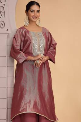 Magenta orgenza shimmer a - line loose fit kurta set with palazo 1
