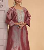 Magenta orgenza shimmer a - line loose fit kurta set with palazo