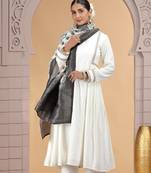 Off white chiffon designer suit with pant & dupatta