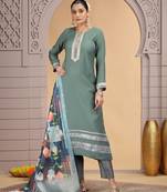 Green chiffon kurta set with loose pant & dupatta