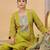 Green chiffon a - line kurta set with pant & dupatta