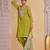Green chiffon a - line kurta set with pant & dupatta