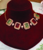 Gold plated kundan multicolor stones choker necklace set