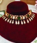 Gold plated kundan choker necklace set