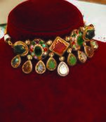 Gold plated multicolor stones choker necklace set