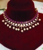 Gold plated maroon stones necklace set