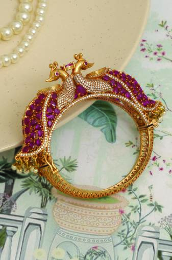 Gold plated red stones heritage kada