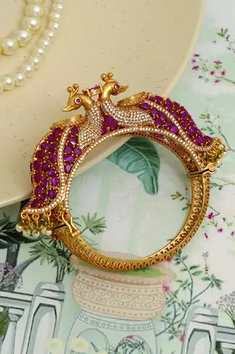 Gold plated red stones heritage kada